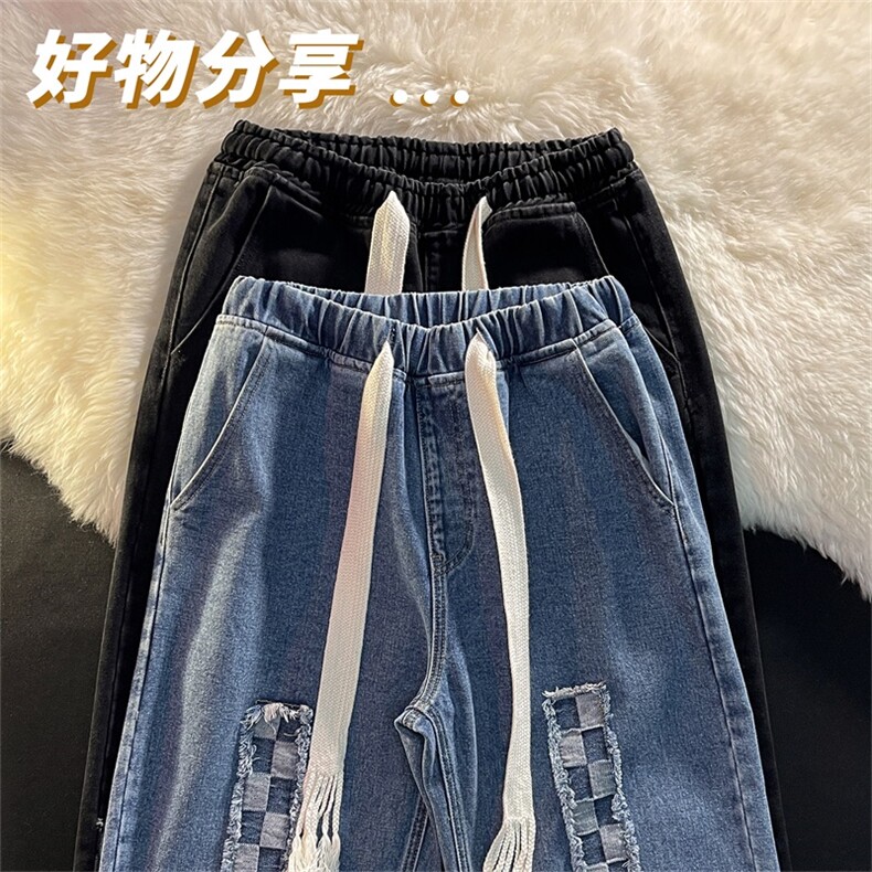 港风潮牌舒适流行宽松百搭休闲帅气牛仔长裤B299-XK015-P65限78,男装牛仔裤,电商A061-1