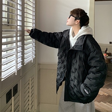 1情侣定制面料港风半高领棉服大码M-5XL棉服外套男8707P125控168，男装棉衣，星座226-2