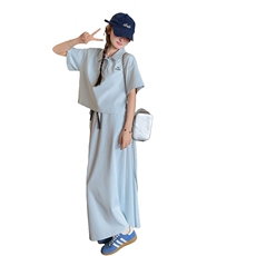 现货浅蓝色polo上衣+半身裙两件套2C206-L285-P135-K188，女装套装/套裙，2C206
