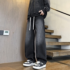 直筒牛仔裤男春秋美式潮牌痞帅垂感拖地长裤K213P48，男装牛仔裤，电商D325