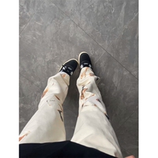 【有货】火焰蕾丝白色牛仔裤美式高街vibe微喇裤子B07LL-特P50，男装牛仔裤，星座1007（原301D）