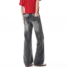 春夏季2026新款闪电纹微喇叭牛仔裤xz906-1-K1303特价P45控88，男装牛仔裤，星座906-1（原电商a316-2）