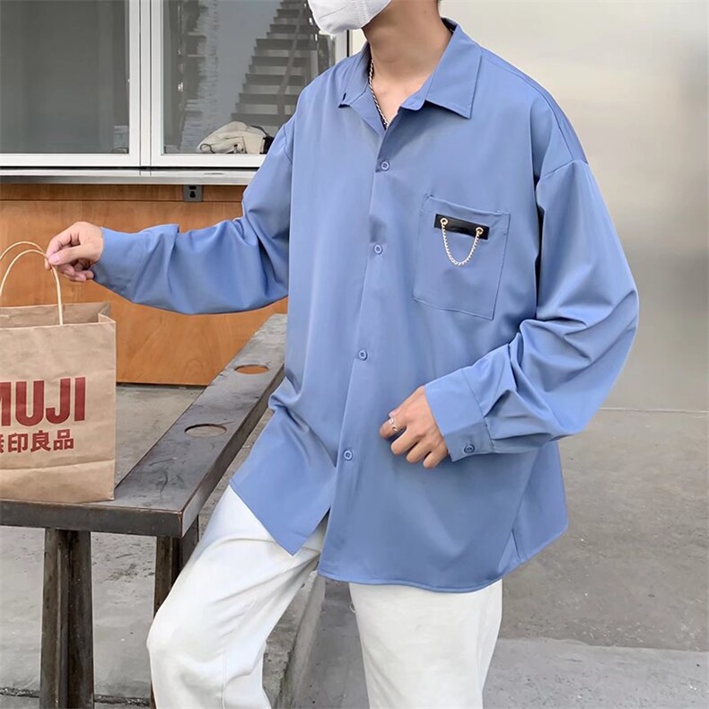 长袖衬衫男港风日系春季韩版潮流帅气衬衣C0530P32,男装衬衫,星座1116-2