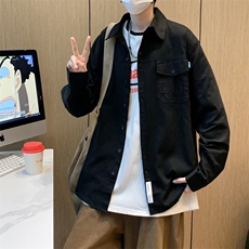 工装衬衫男长袖贴标港风潮流帅气日系2023秋夏季ins外套CY493-P41，男装衬衫，星座412-3