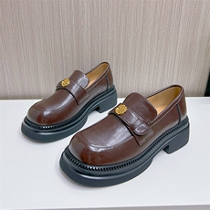 新款乐福鞋女2024春季浅口粗跟小皮鞋一脚蹬时装鞋女小香风单鞋女，女鞋小皮鞋，电商A223