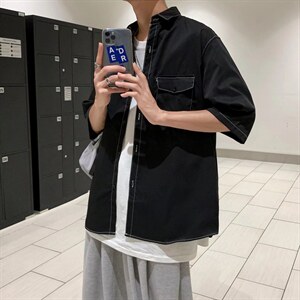 短袖衬衫春款男港风潮流CS012P32图片