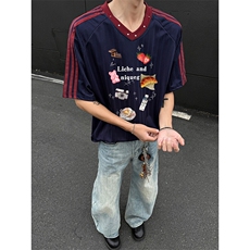 宽松韩版运动感痞帅上衣运动高街痞帅潮流球衣HY794TP35控58，男装T恤，电商A102B