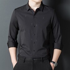 2023夏春季新款翻领衬衫男长袖休闲宽松冰丝男士衬衣潮流男装，男装衬衫，电商B212（原钱塘6029）