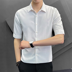 夏季冰丝衬衫男修身潮流五分袖商务高级感白衬衣8315P65控118，男装T恤，电商A355（原A415）