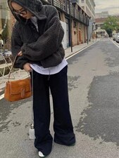 冬季新款重工针织拼羊羔毛套头帽衫，其它，AT(2F)