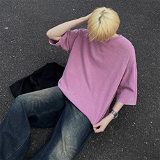 美式重磅复古短袖T恤男夏潮宽松运动打底衫T恤24XT77132特批22，男装T恤，电商A042