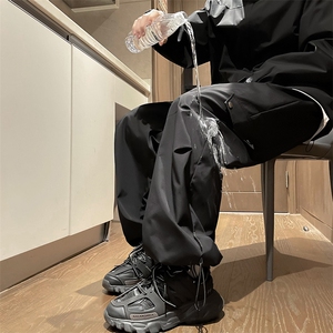 港风春款男休闲裤工装大口袋防水抽绳冲锋裤长裤H1 P35图片