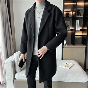 2025秋冬店主风英伦风衣中长款毛呢大衣百搭休闲外套男1913-P130图片