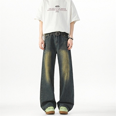 D783-特P35美式高街泥染宽松牛仔裤，男装牛仔裤，星座1503