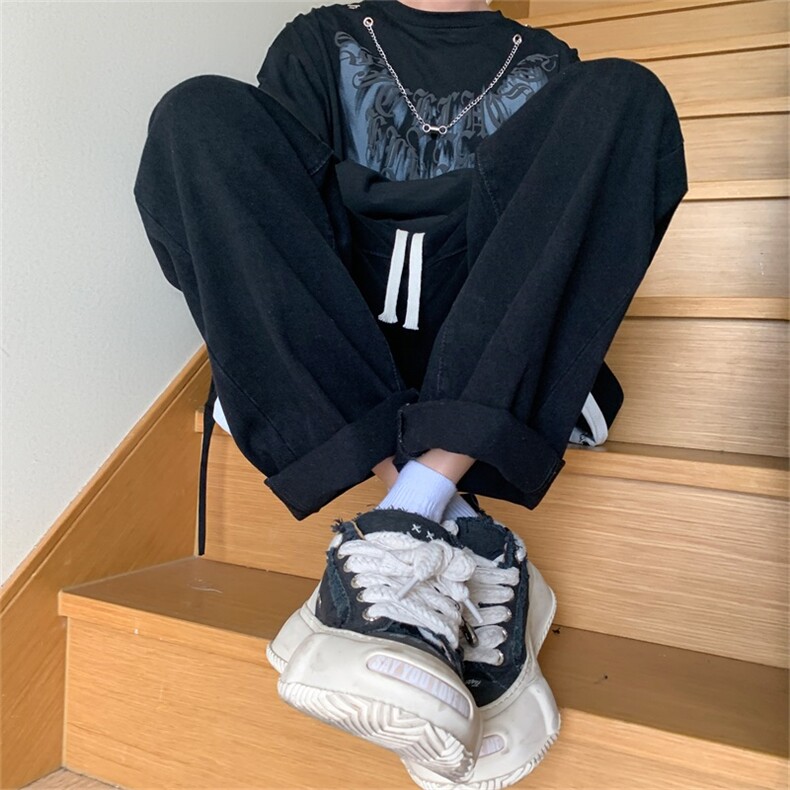 美式复古牛仔裤男款秋季宽松直筒裤高街阔腿长裤子A080-9291-P35,男装牛仔裤,电商A080