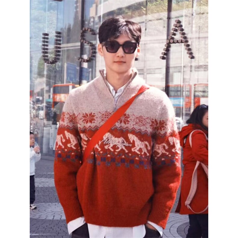 1506-1/MA4221/P60圆领毛衣针织衫男潮牌帅气秋冬季打底衫男女，男装T恤，星座1506-1