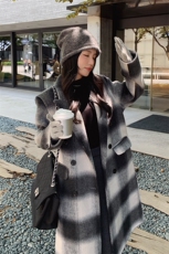 2024年冬季中长款条纹双面呢羊绒大衣-款号8801-P285K418，女装双面呢大衣，浙宝305