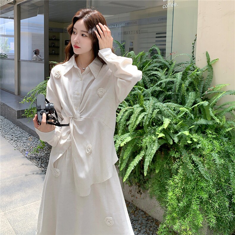 大货已出 手工花朵衬衣+半身裙两件套套装5757-P155K228图片