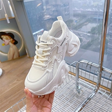 真皮老爹鞋女2024夏季新款透气运动鞋跑步鞋百搭增高网鞋厚底女鞋，女鞋休闲鞋，电商A223