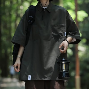 Polo衫男短袖t恤夏季冰丝宽松百搭日系工装潮牌男上衣服WB085-P28图片