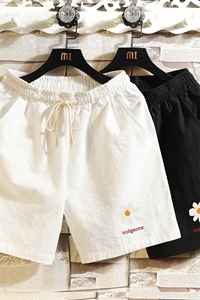 YD33059-P25 亚麻短裤男大码棉麻五分裤男中裤沙滩裤 砖墙挂拍图片