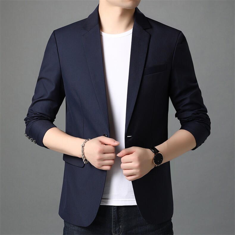 秋季新款西装男西服简约外套西服商务休闲小西装单西图片