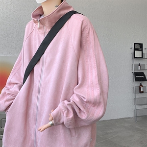 8XL-M特大码麂皮绒重磅条纹棒球服夹克外套男立领潮JK004P75控98图片