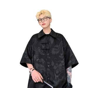 量大优 供视频 新风龙纹冰丝短袖衬衫男 CP50-特p38图片