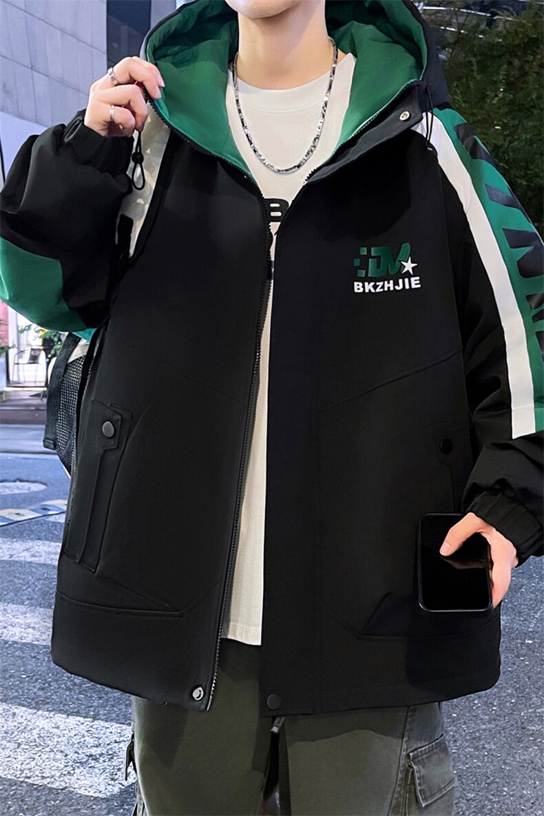 加绒加厚连帽夹克男秋冬时尚潮流加厚棉衣男外套L8658-P87,男装夹克,星座310B-3