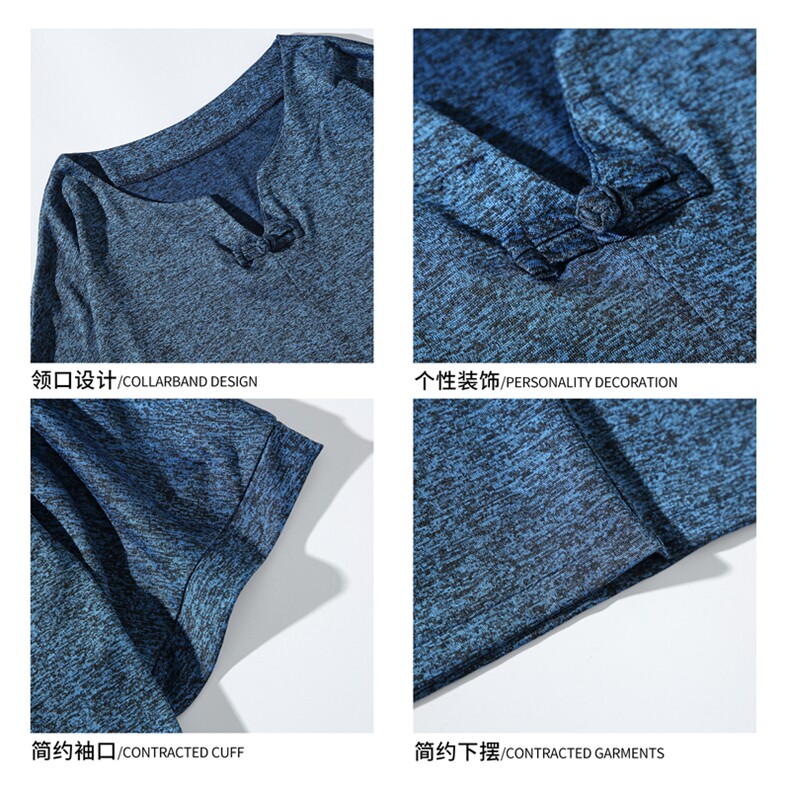 T907P48白底平铺高品质冰丝盘扣潮流七分袖T恤夏装百搭青年,男装T恤,电商A026