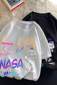 DX17186-P20 NASA联名同款纯棉短袖t恤男大码半袖打底衫宽松 平铺图片