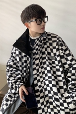港风两面穿夹克男大码格子PU皮鳄鱼纹皮衣男外套JK8753P110控149，男装夹克，星座226-1