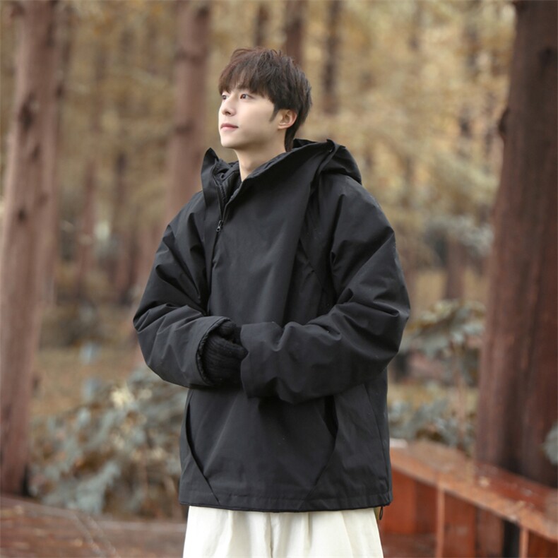 vibe美式棉服男冬季宽松加厚高级感棉袄子潮牌痞帅连帽设计感外套,男装夹克,电商B371