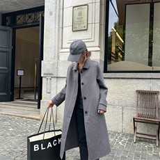 2025年夏季中长款长袖纯色时尚百搭简约大方双面呢大衣，女装双面呢大衣，蒙绒特