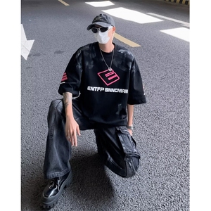 美式字母设计短袖T恤男潮牌嘻哈夏季宽松上衣1001-1-T253-P35图片