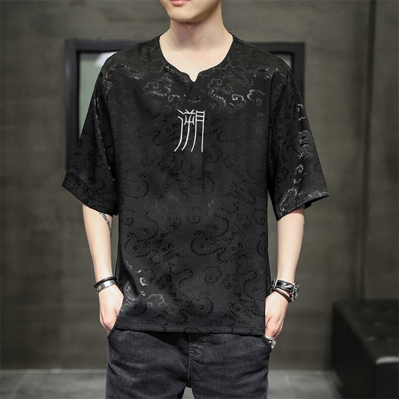 夏季风衬衫T恤潮提花时尚潮流T112-P55，男装T恤，电商A227