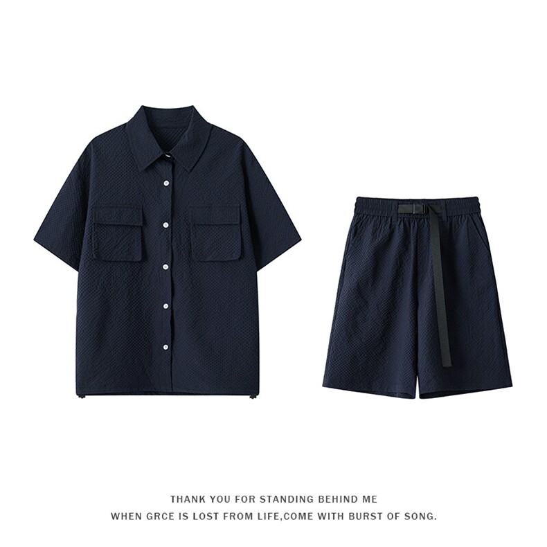 特批P50无差价2025夏季新款聚酯纤维TZ5145，男装休闲套装，电商A001-1