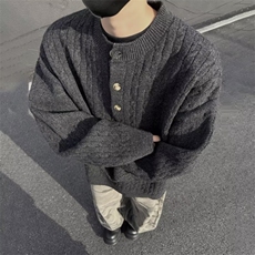 美式亨利领毛衣男款冬季高级感打底针织衫cleanfit外套MY041，男装T恤，星座516A