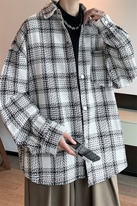8XL-M 特大码轻奢高级感千鸟格闲大码情侣复古翻领夹克外套JK1303图片