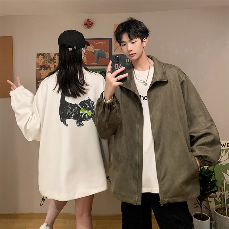 麂皮绒夹克男大码立领褂子外套JK85413-P68加绒款-P78,男装夹克,电商A040
