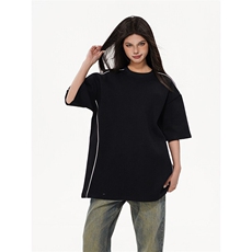 抖音得物高品质二开240克宽松纯棉美式嵌线装饰中性风短袖T恤，男装T恤，电商A486-1