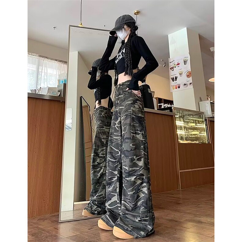 A1554TP50控88-秋冬数据款美式复古迷彩裤子男宽松阔腿运动休闲裤,男装休闲裤,电商B241