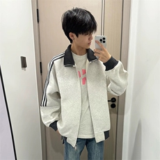 抖音得物高品质美式高街重磅结构设计拼接织带立领卫衣外套CM42，女装短外套，电商A486-1