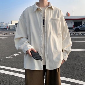 M-8XL春季灯芯绒衬衫特大码复古翻领工装长袖衬衣外套CS9001/P58图片