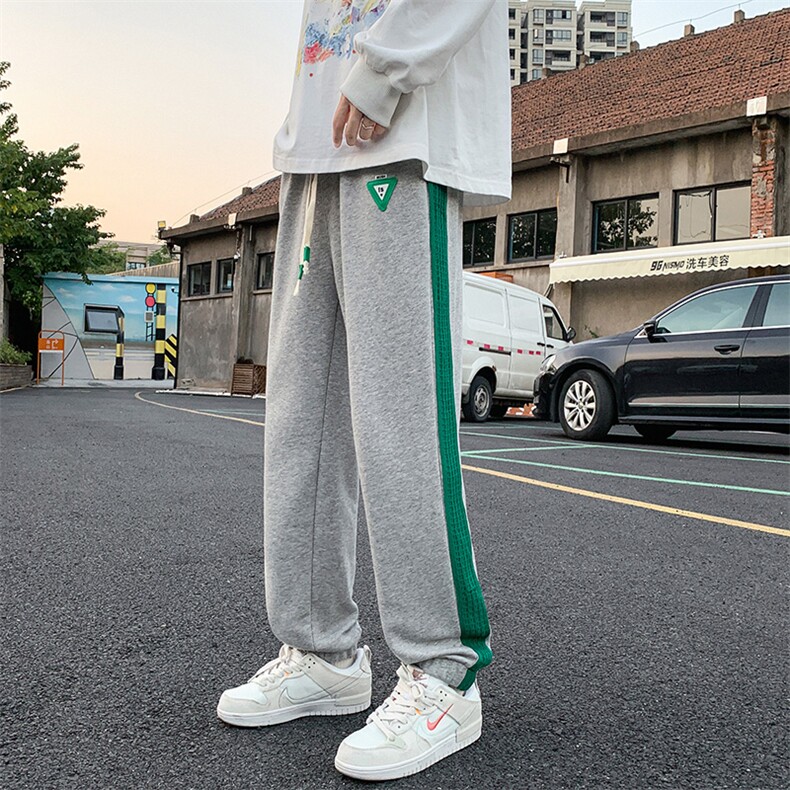 K3177-P48秋季大码潮流宽松中性男女情侣侧边织带休闲百搭卫裤，男装休闲裤，电商A009A（原A058A）