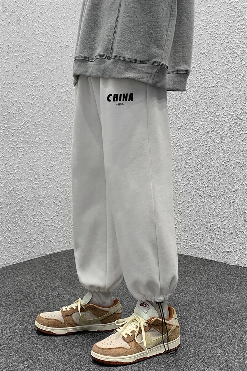 K13248-P35加绒-P45可束脚加厚加绒运动裤男大码宽松直筒卫裤男,男装休闲裤,电商A040