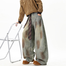 【现货】XZ612-K5140-特P59春款美式复古做旧脏染牛仔裤弯刀裤，男装牛仔裤，星座612