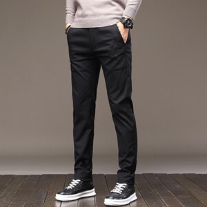 2023秋季新款男装中年商务休闲时尚西裤直筒免烫男薄款宽松男裤图片