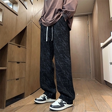 秋季新款休闲裤男灯芯绒扎染拖地裤宽松长裤子K7784-P35控58，男装休闲裤，星座209-2