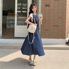 松弛感休闲牛仔马甲套装裙女夏2025新款韩系chic显瘦半身裙两件套，女装套装/套裙，2C169